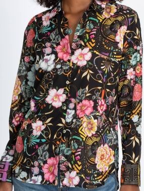 JOHNNY WAS PEACE FITTED COTTON BUTTON DOWN SHIRT